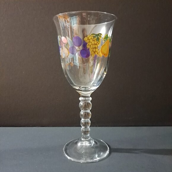 Vintage Cerve Italian Water Glass Goblet Fruits Holiday Thanksgiving - Picture 1 of 10